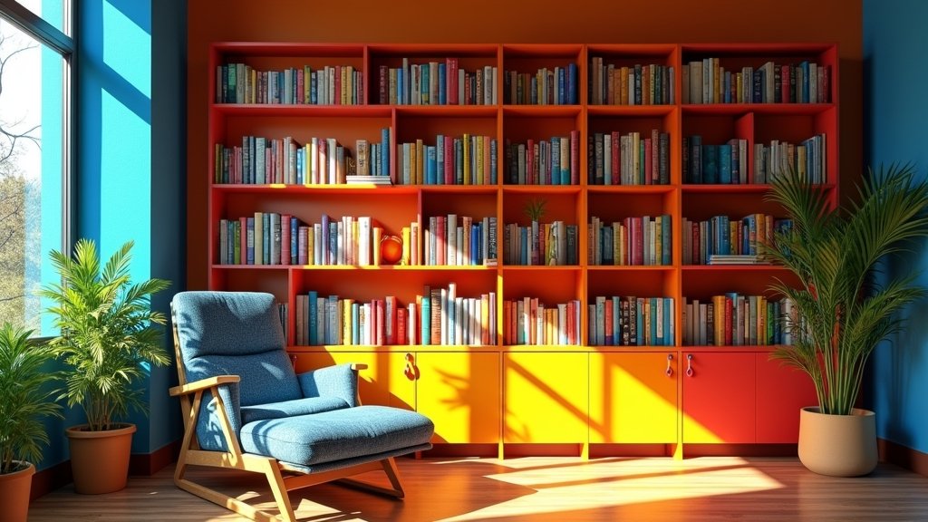 colorful painted bookshelves designs