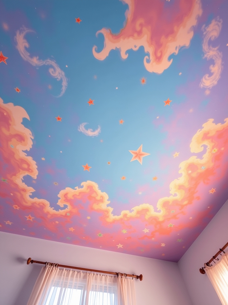 colorful stenciled ceiling patterns
