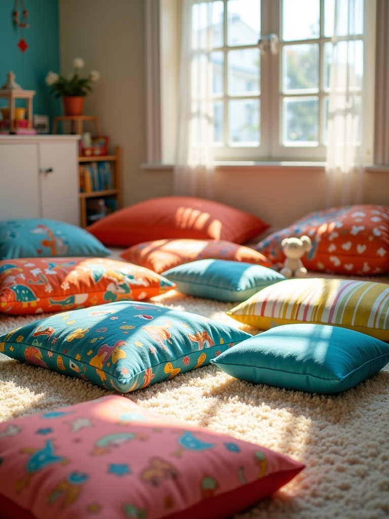 comfortable and functional playroom cushions