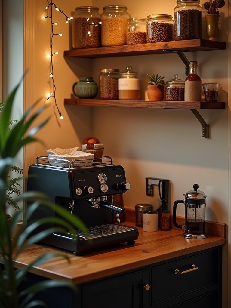 cozy coffee bar lighting