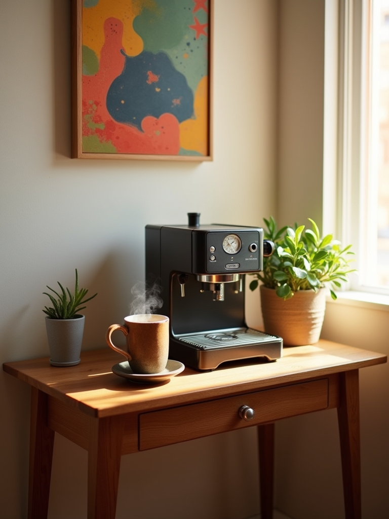 cozy coffee nook setup