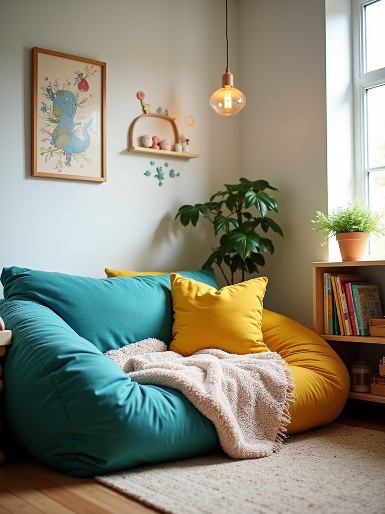 cozy colorful reading nook