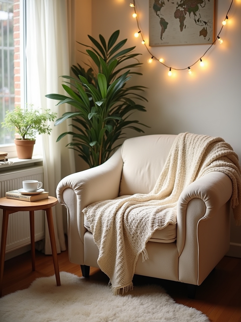 cozy corner reading setup