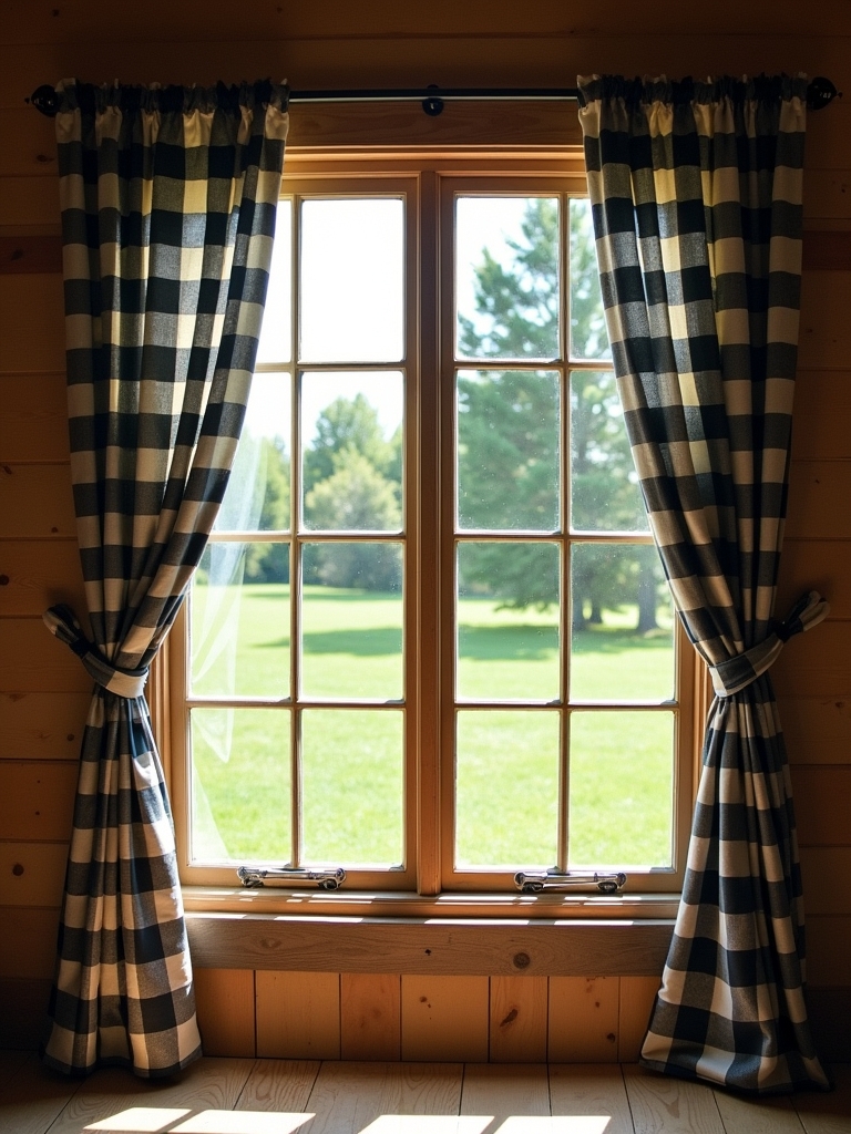 cozy farmhouse buffalo check drapes