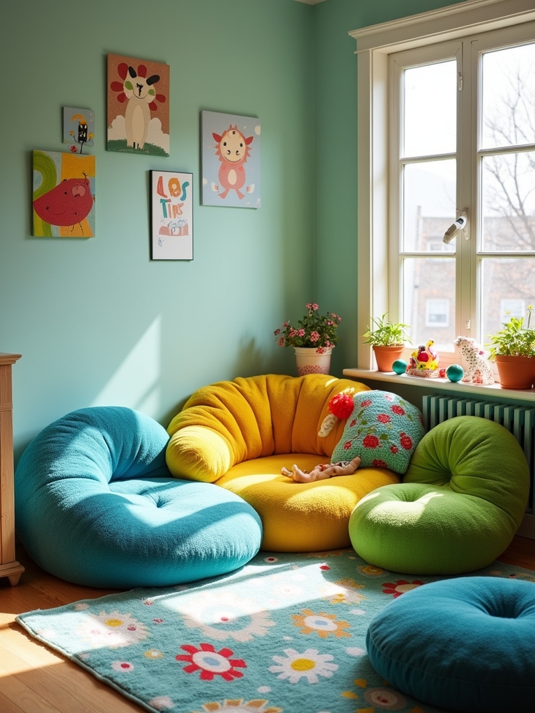 cozy floor cushion area
