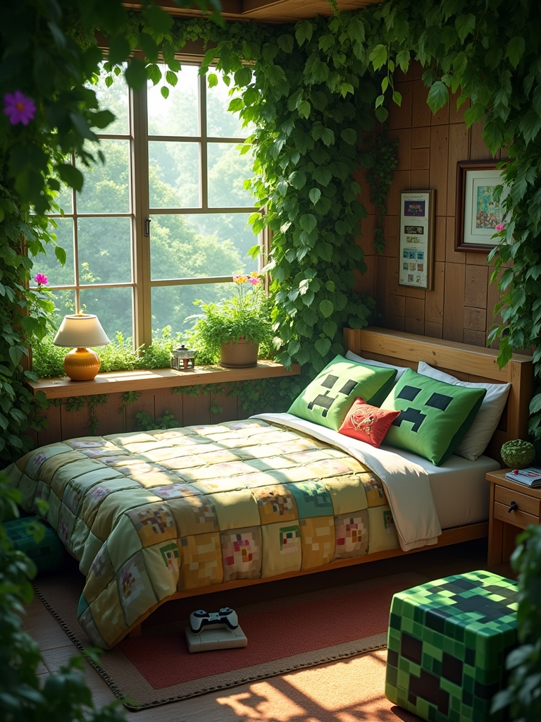 cozy jungle inspired bed design