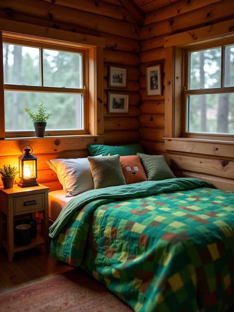 cozy natural cabin bedding
