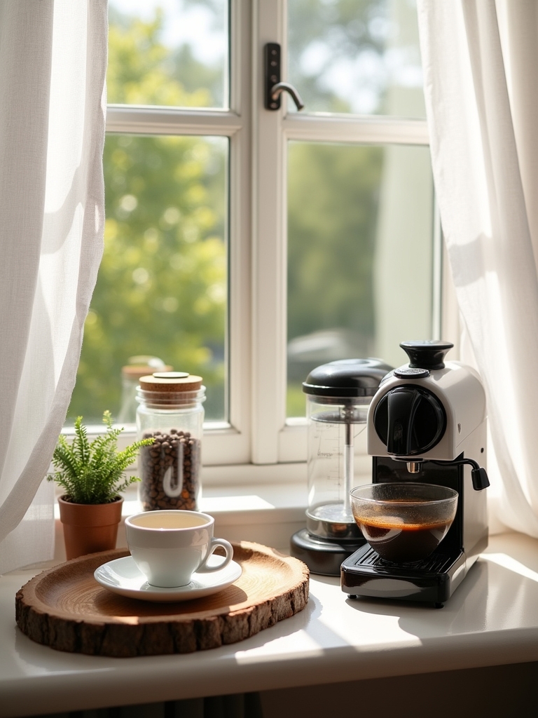 cozy window coffee nook