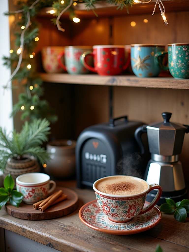 creative festive mug arrangement