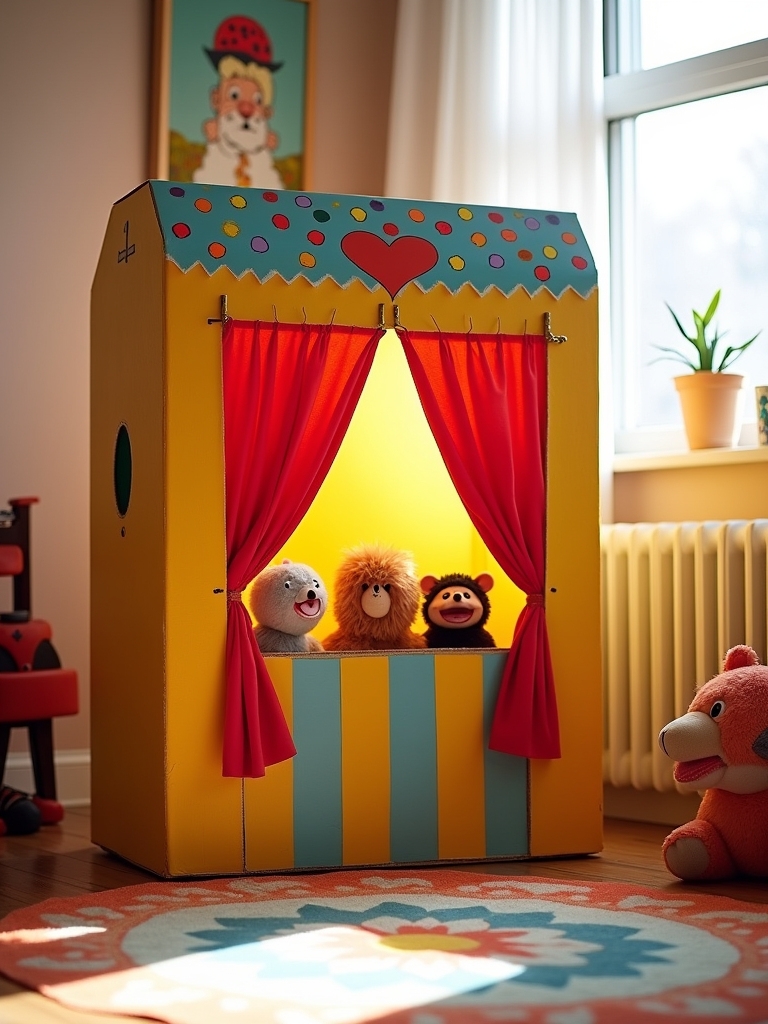 diy cardboard puppet theater