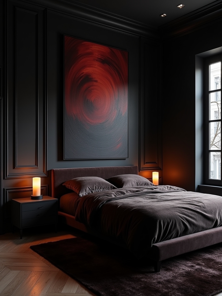 dramatic artwork enhances ambiance