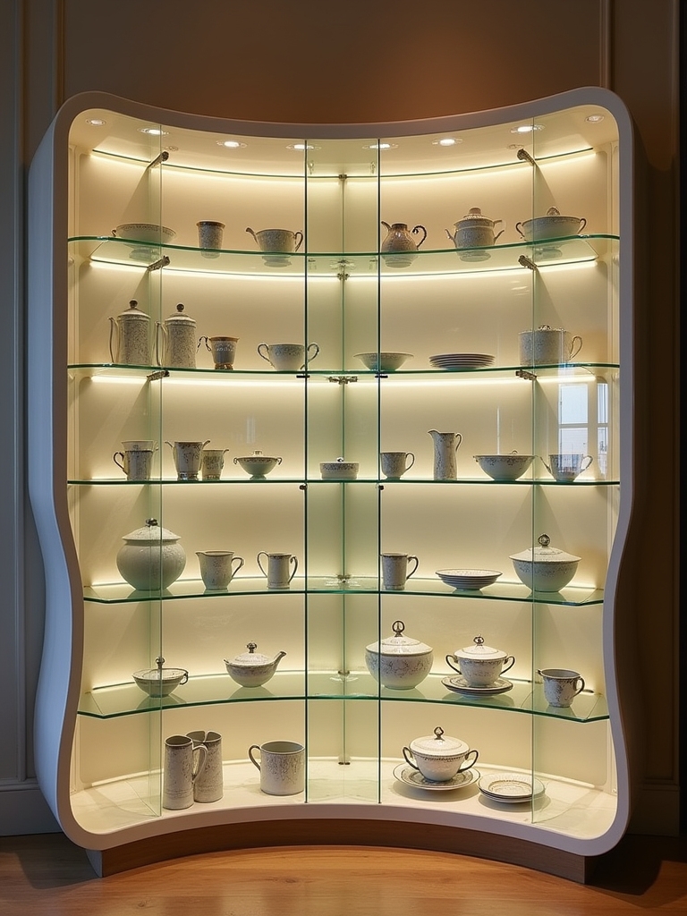elegant curved glass display