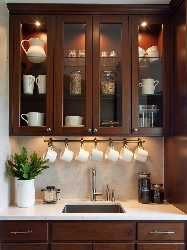 elegant glass front cabinetry