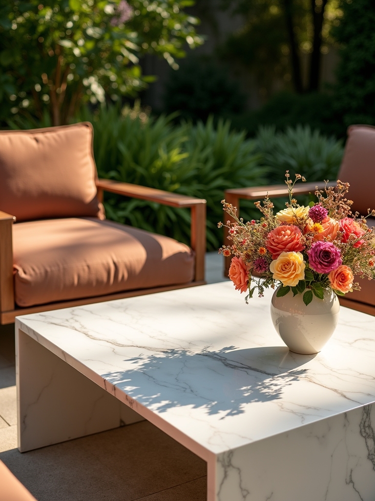elegant outdoor marble tables