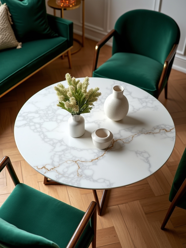 elegant round marble tables