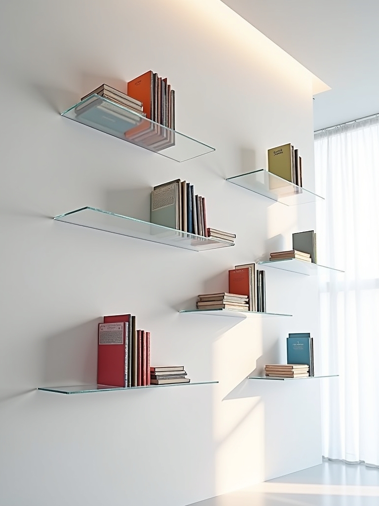 floating minimalist bookshelf design