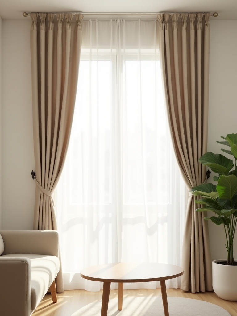 minimalist beige window treatments