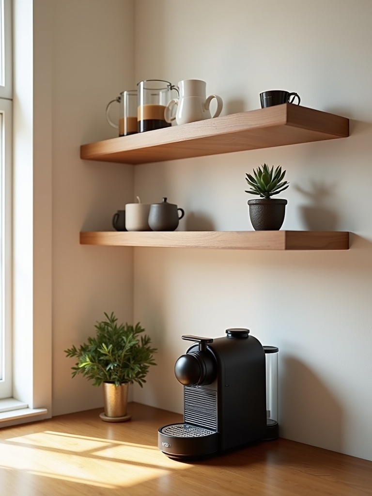 minimalist floating coffee bar