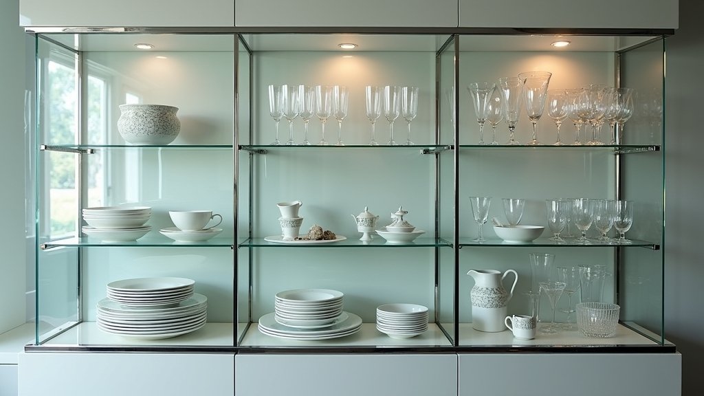 modern glass crockery showcases