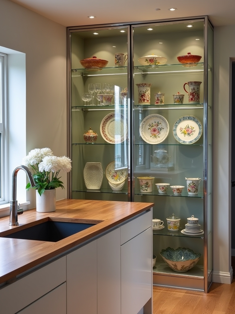 modern glass front cabinets