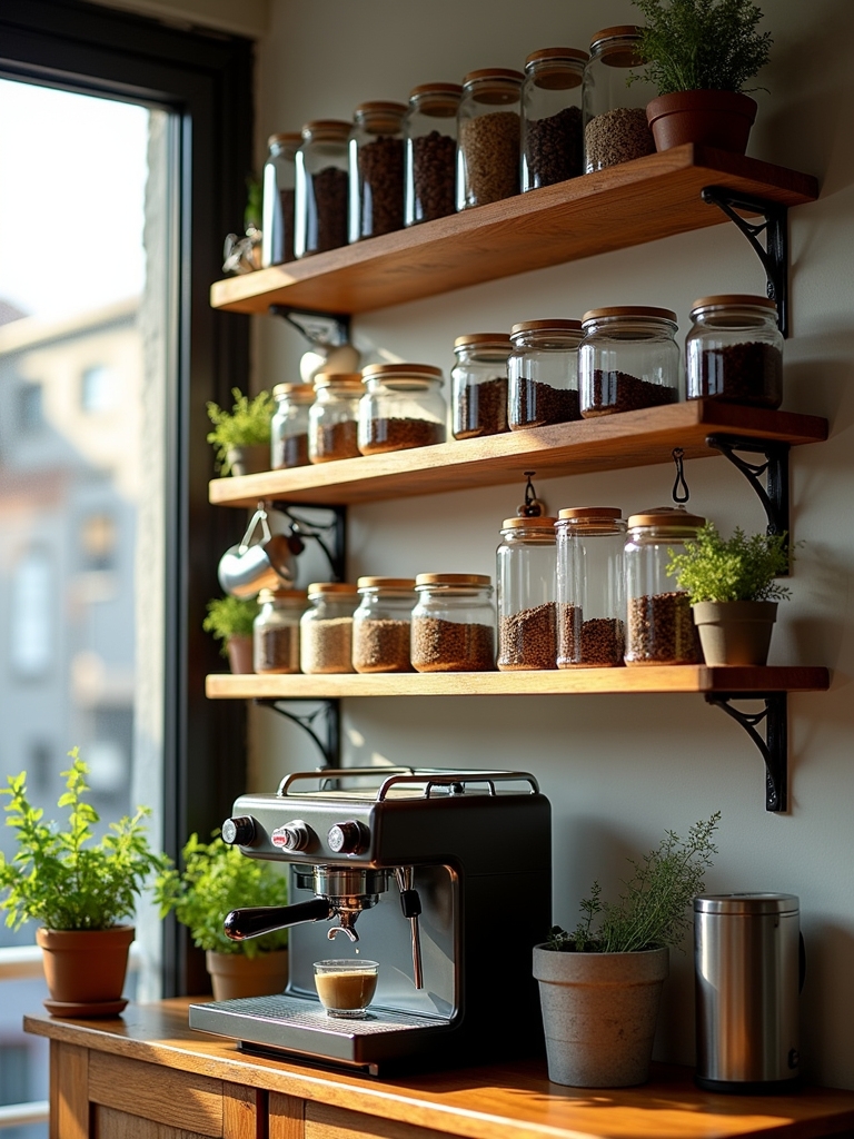 multi tiered coffee shelf design