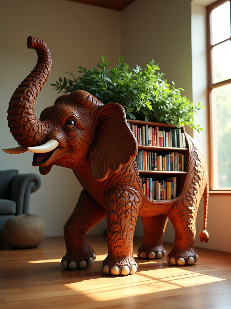 playful animal shaped bookshelves