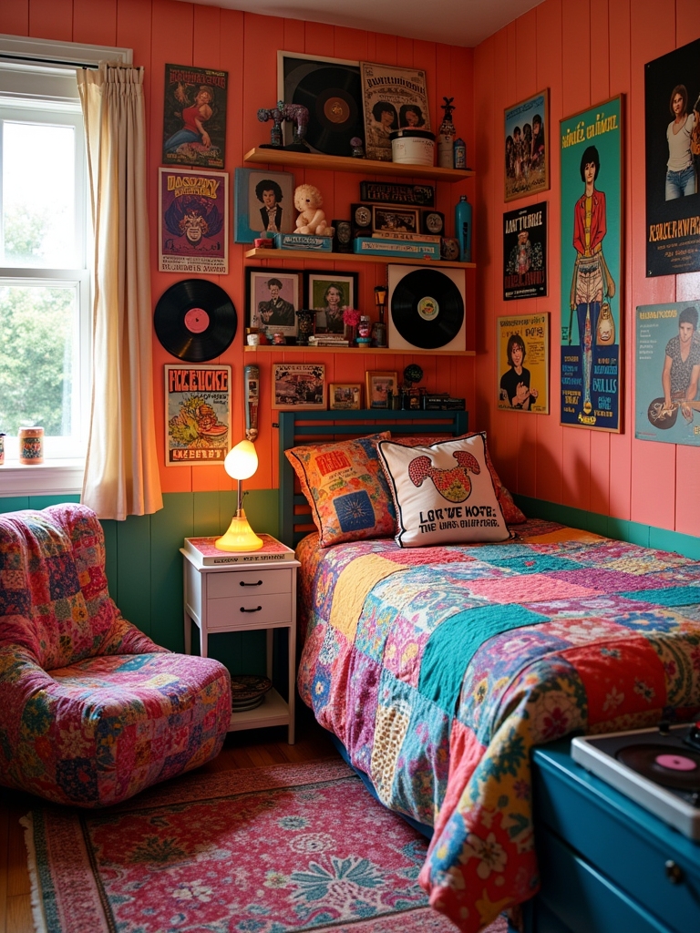 retro inspired bedroom decor