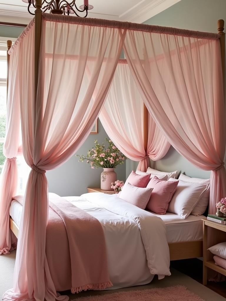 romantic pink canopy beds