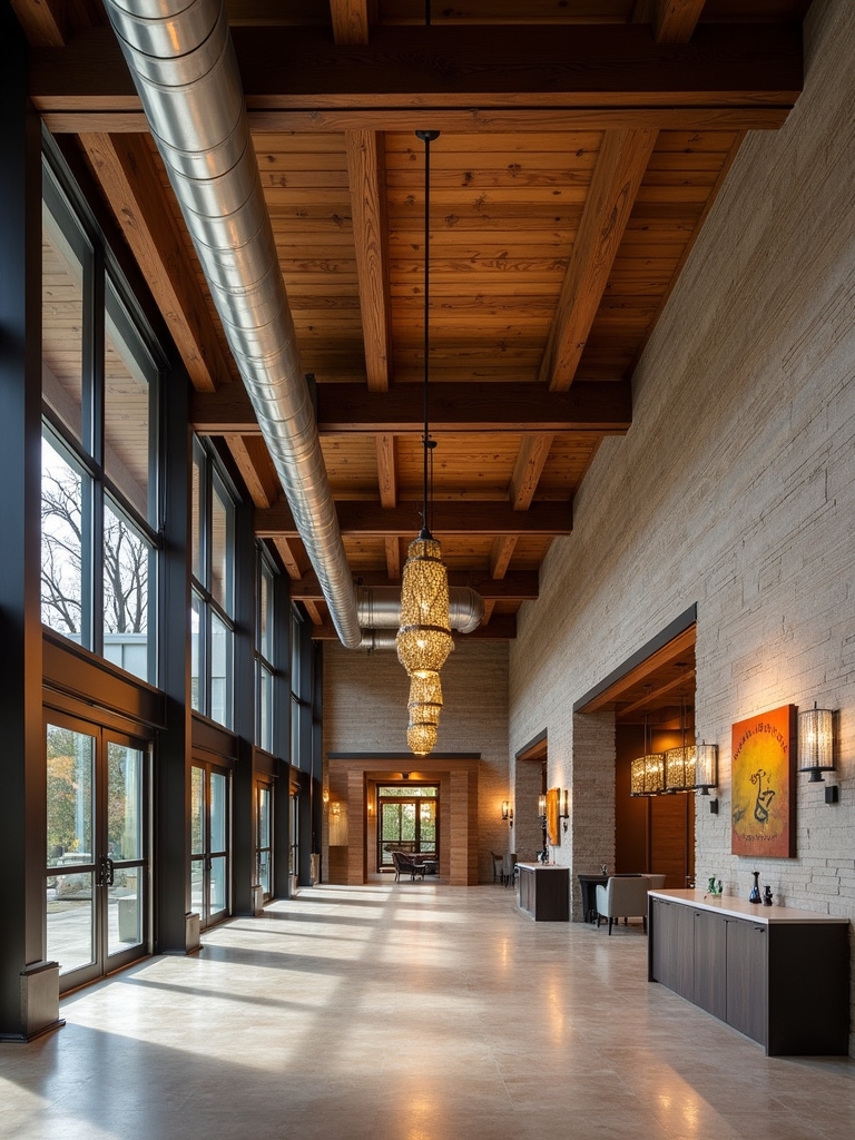rustic industrial lobby charm