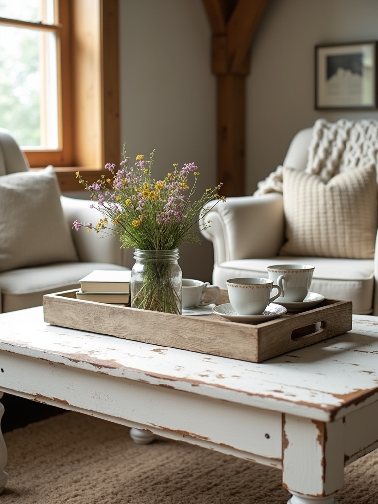 rustic whitewashed coffee tables