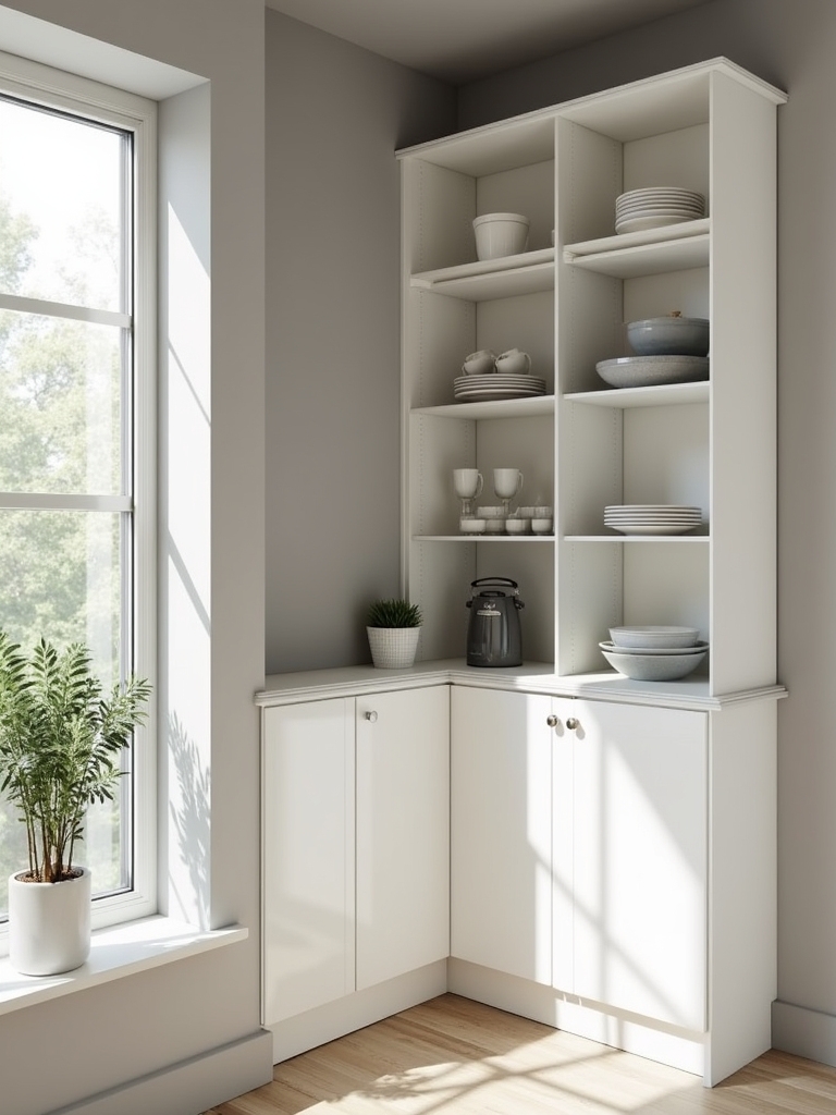 sleek functional corner storage