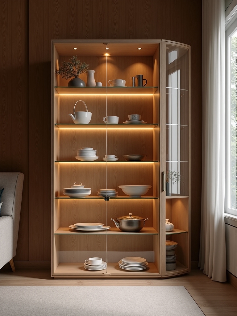 sleek glass corner cabinet