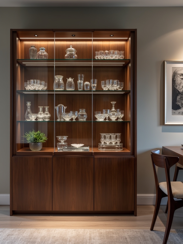 sleek glass fronted sideboard
