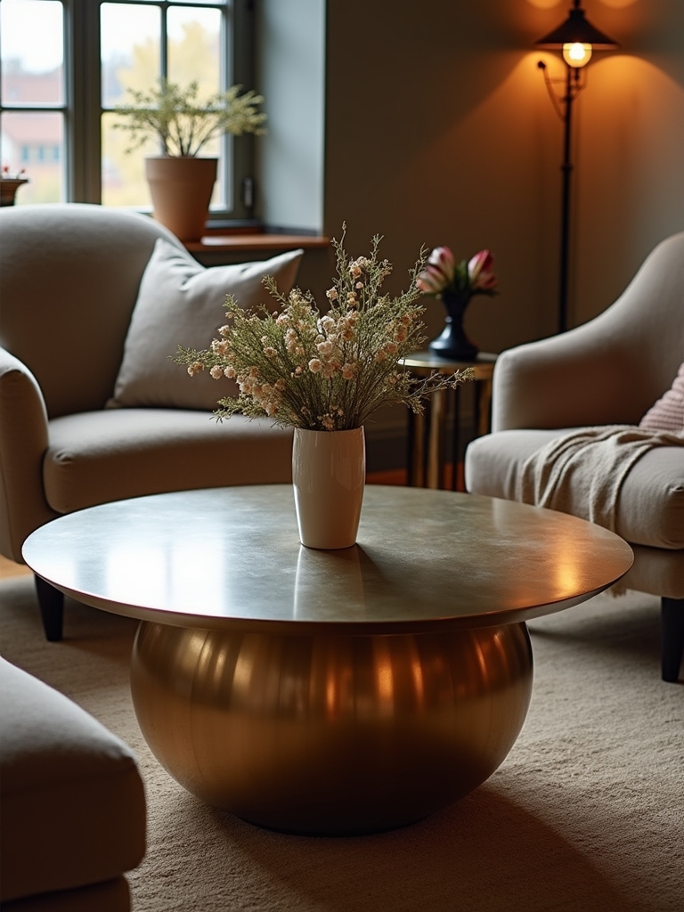sleek metallic round tables