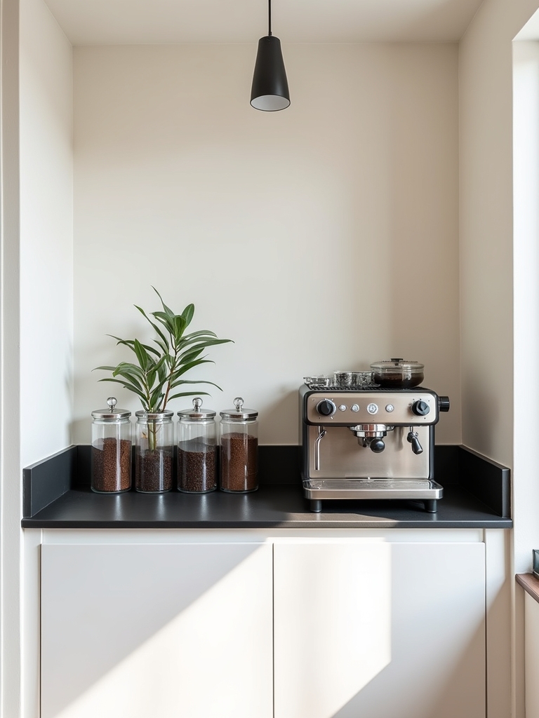 sleek minimalist coffee bar