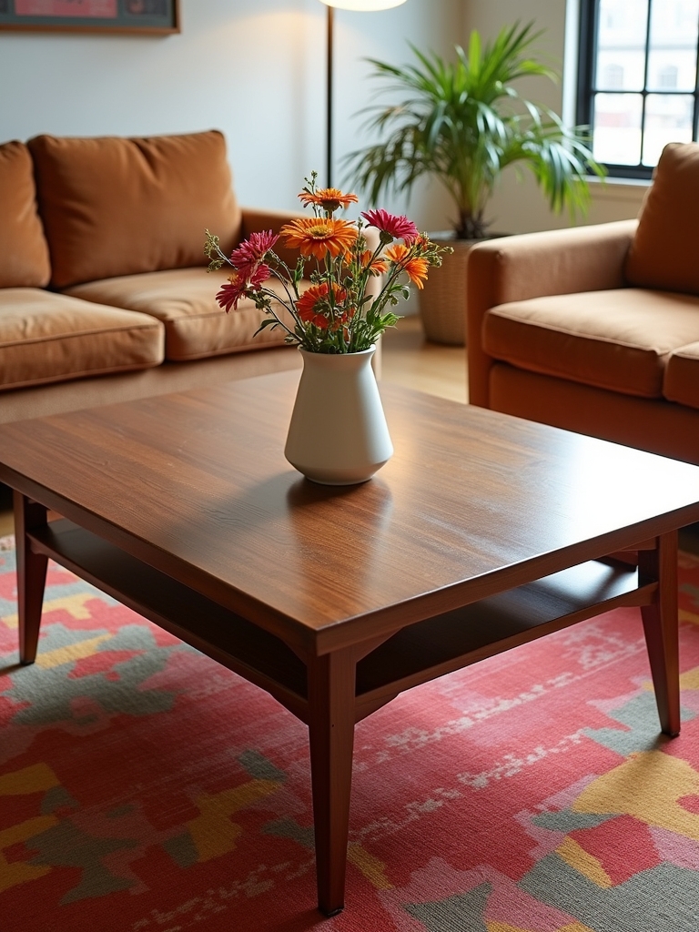 sleek walnut coffee table