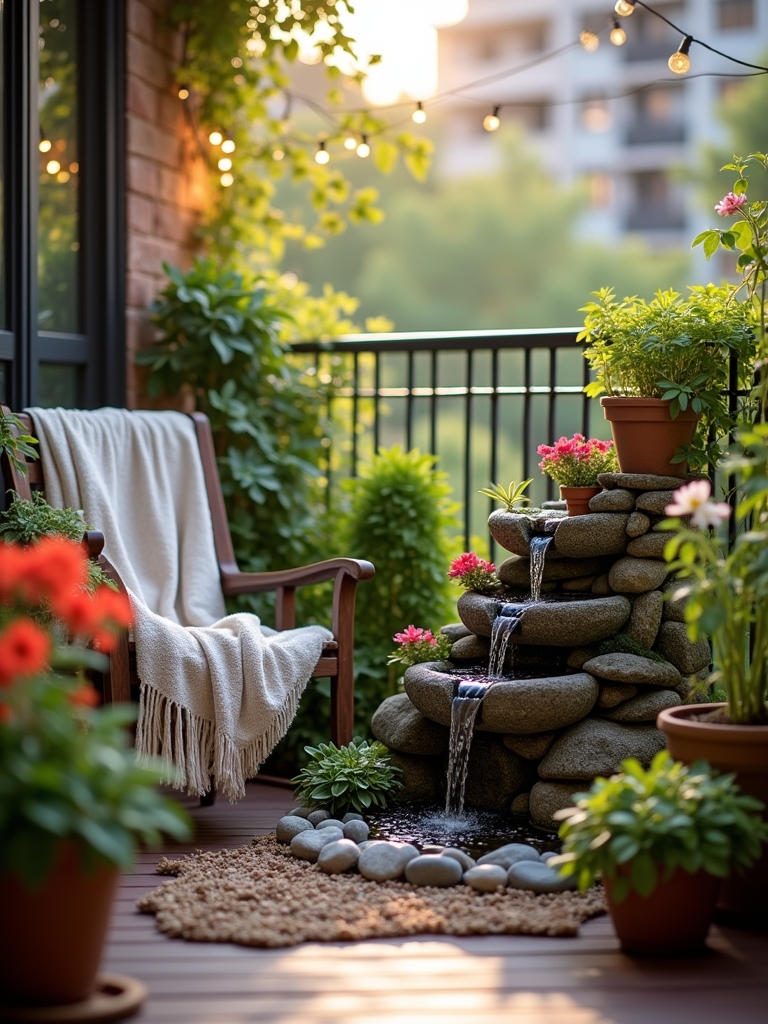 soothing balcony water feature