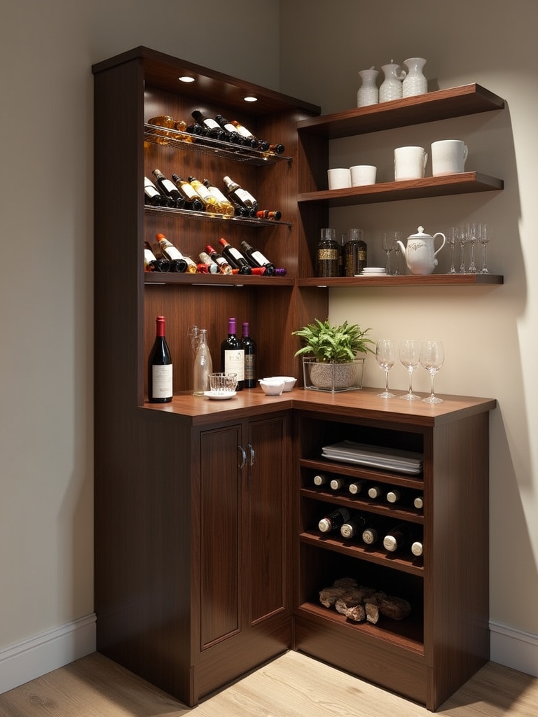 stylish corner wine storage