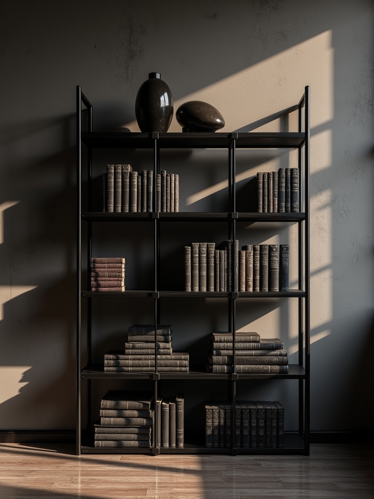 stylish industrial metal bookshelf