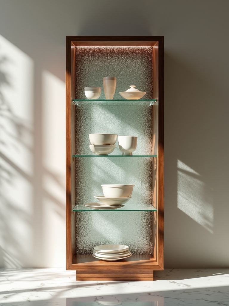 textured glass wood combination