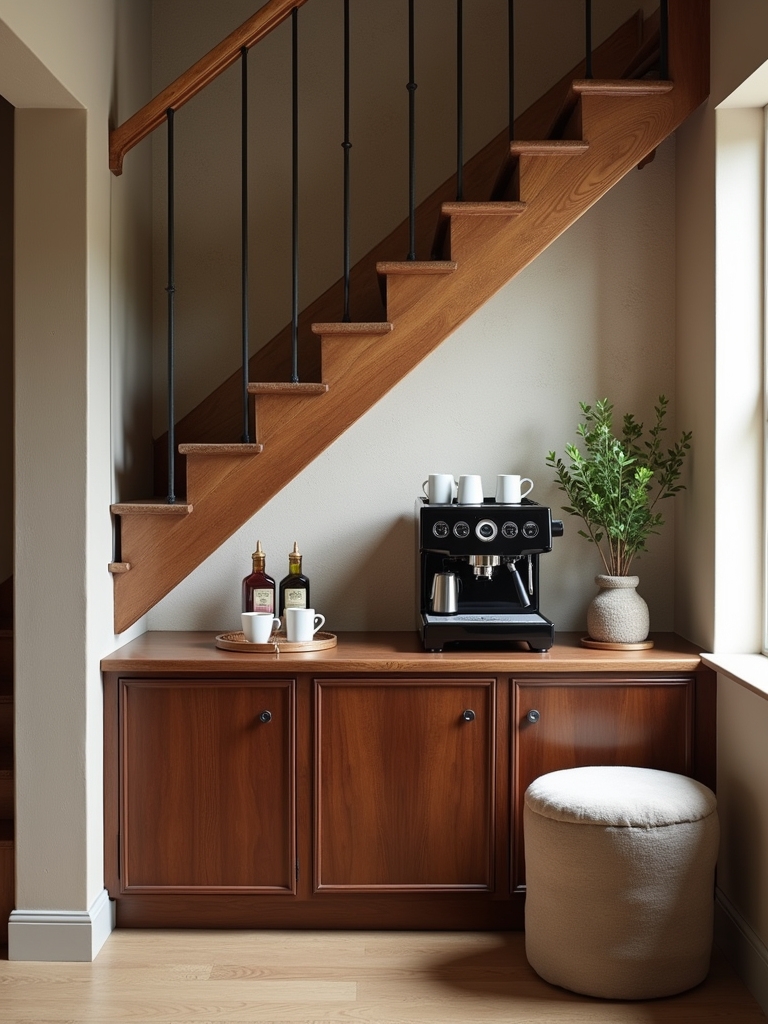 transform under stairs into coffee nook