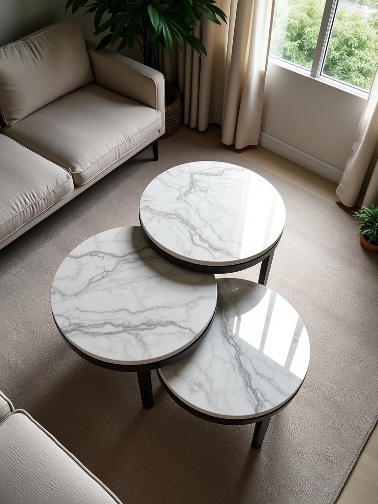 versatile nesting marble tables