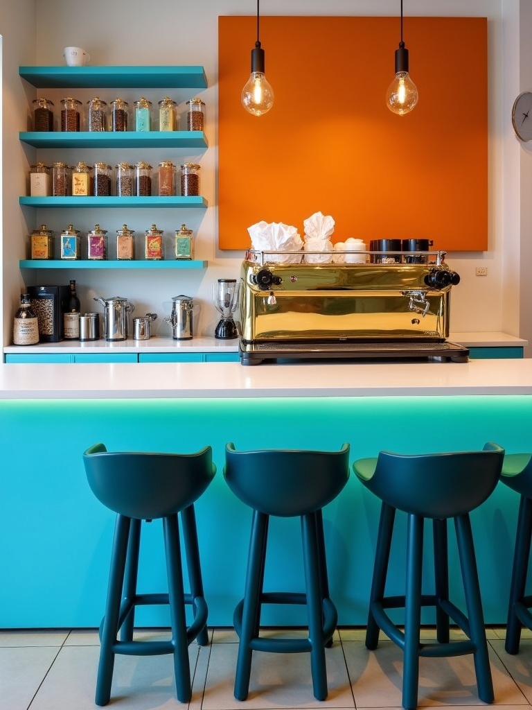 vibrant coffee bar accents