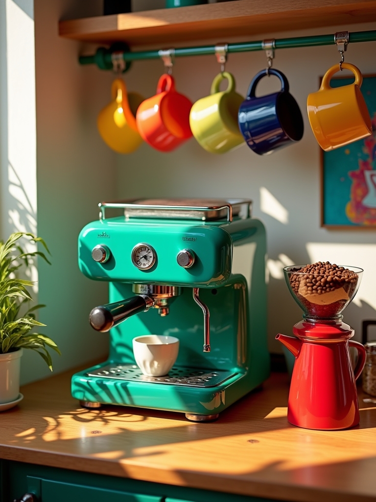 vibrant coffee corner decor