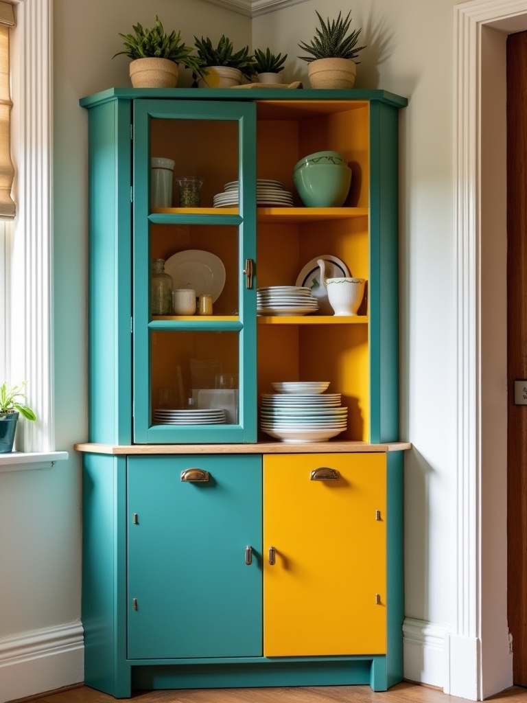 vibrant functional corner cabinets