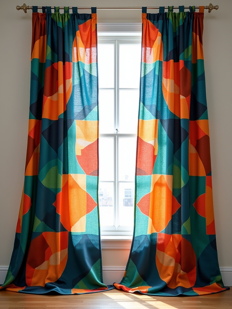 vibrant geometric curtain designs