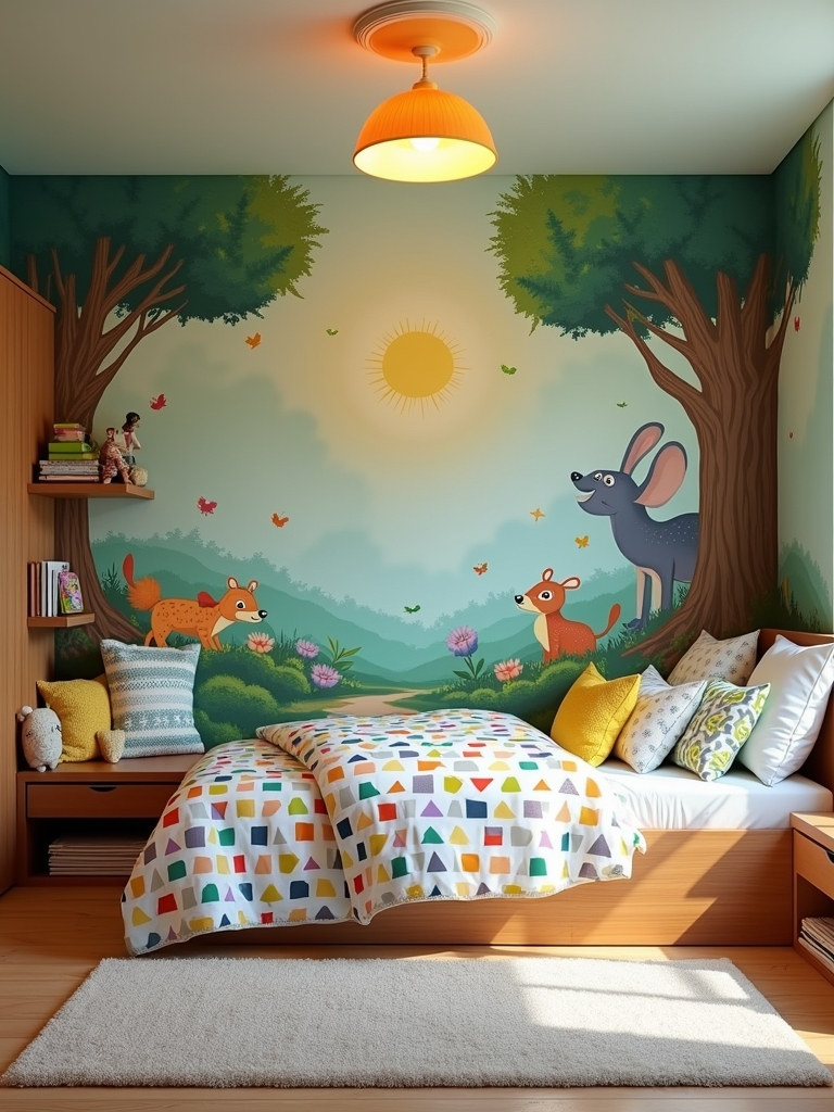 vibrant whimsical wall murals