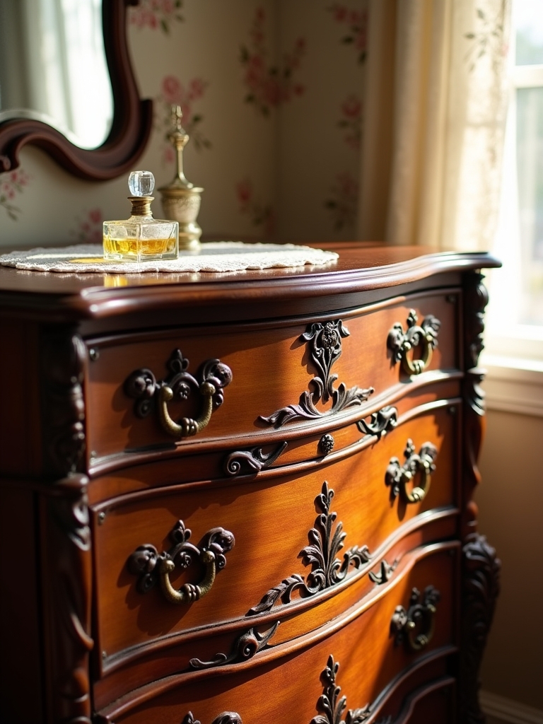 vintage dresser intricate details