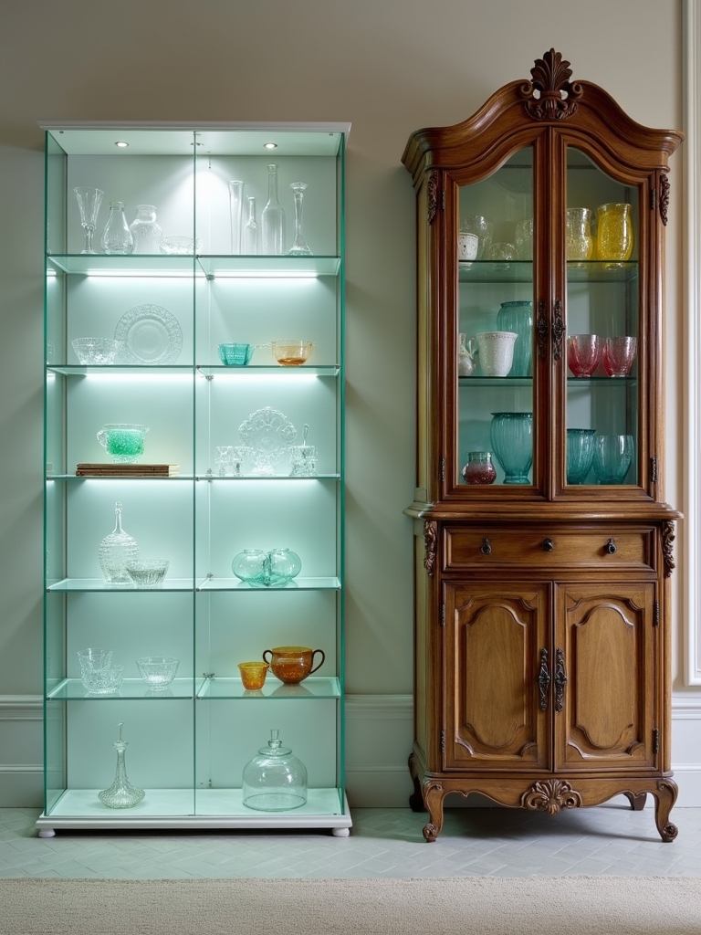 vintage glass cabinet elegance