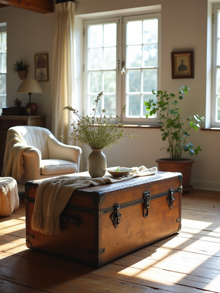 vintage trunk coffee table